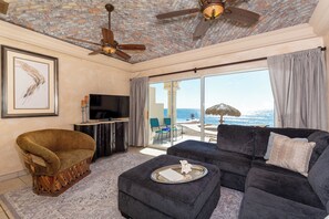 Living Room with Walk -Out Ocean View