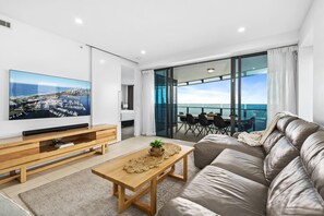 Experience luxury living while lounging around this elegant living room