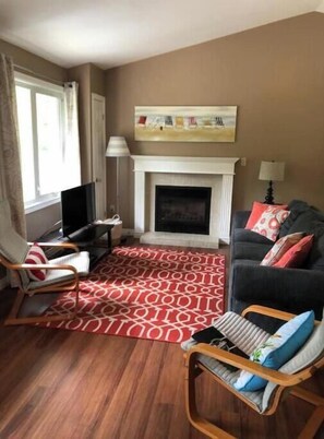 Cozy gas fireplace
