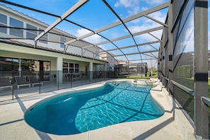 Relaxing pool and lanai area