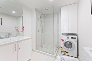 A warm & cozy bathroom.