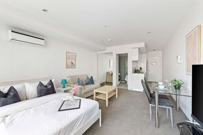 The living, dining & kitchen.