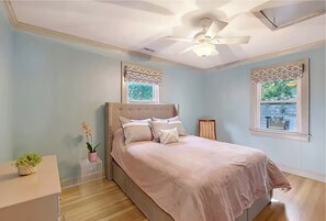 The first bedroom has a queen bed.