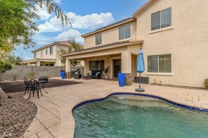 Backyard, Entertainment Space, BBQ Grill, Firepit, Seating, Private Pool