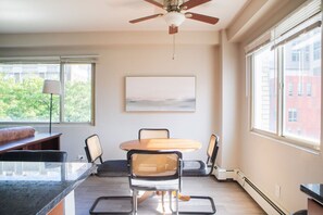 Dining table/workspace with city views
