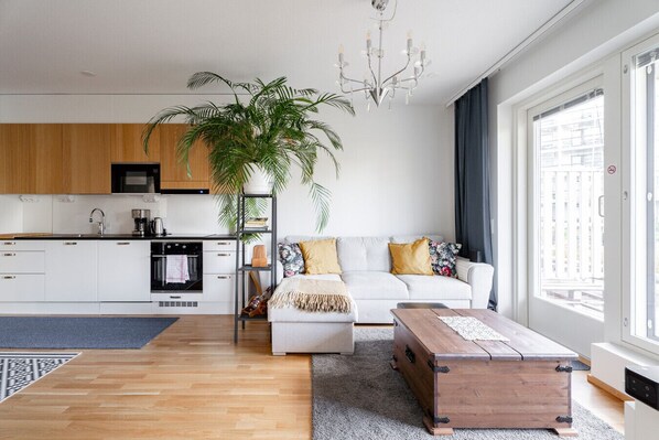 Apartment living room and kitchen