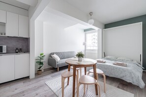 Apartment living room and dining area