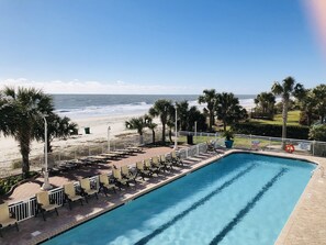 Oceanfront pool with plenty of sunshine and lounging