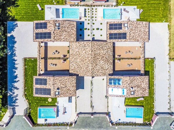 Urban Design, Schwimmbad, Vogelperspektive, Resort, Estate, Luftaufnahmen, Design, Villa, Villa, Hof