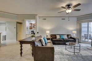 Living room with coffee bar
