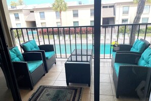 Balcony overlooking Pool