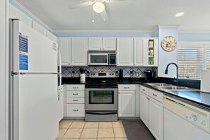 A fully stocked kitchen makes meal preparation a breeze.