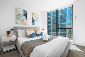 Enjoy the comfort of the cozy queen bedroom.