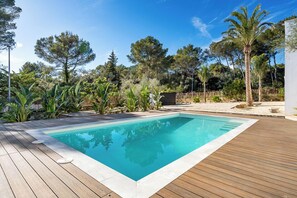 View of the pool from the sun terrace