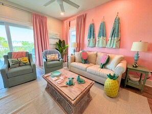 Get cozy in your living room haven, where the TV isn't just a screen—it's your portal to worlds unexplored, laughter unlimited, and memories in the making!