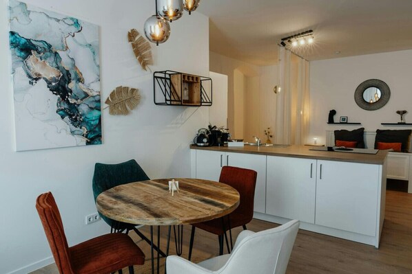 View of the dining and kitchen area