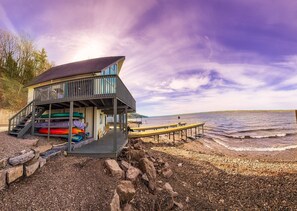 End each day with a sunset like this—calm, colorful, and straight from your dockside retreat on Cayuga Lake.