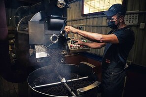 Final step of roasting at the Hojancha Coffee Producers Cooperative where daily tours are available