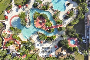 Birds eye view of resort water park