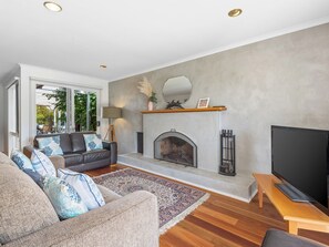 Elegant living space with a fireplace, ideal for relaxing evenings