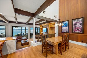 Open floor plan with hardwood floors and cozy living spaces.