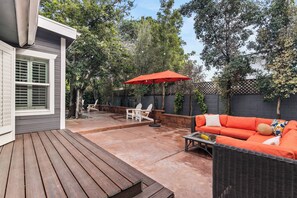 Backyard with firepit