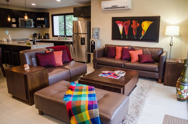 Living area goes out to balcony