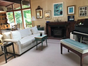 Living room with woodstove