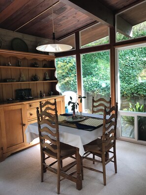 Dining area with view of garden