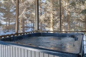 Relax and melt away your stresses in the hot tub surrounded by pure Michigan!