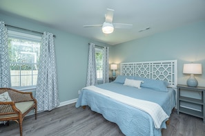 Bedroom #1, primary bedroom, with king bed and ensuite bathroom