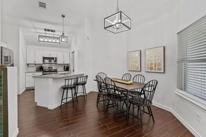 Dining room, Kitchen and Island