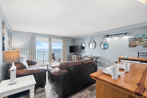 Gulf Front Living Area with Sleeper Sofa