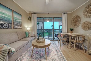 Open-concept living with cozy charm

