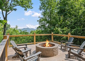 Amazing mountainside deck with fire pit