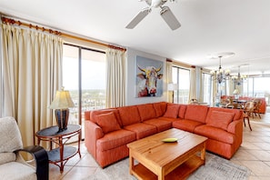 View to the West via the sliding glass door wall.
