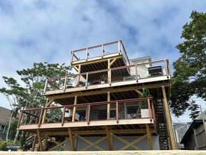 2ND FLOOR DECK WITH PLENTY OF SHADE AS WELL AS SUNNY AREAS