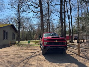 Please only park in the designated parking area, not in front of the cabin.