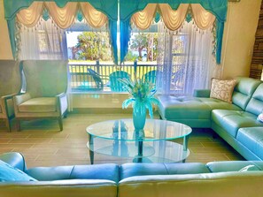 Living room with 165 inches wide window