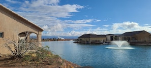 Backyard Lake with dock