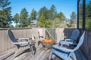 Stay warm by the fire pit 