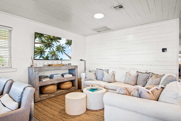 Curl up in the upper-level living room & stream your favorites on the smart TV