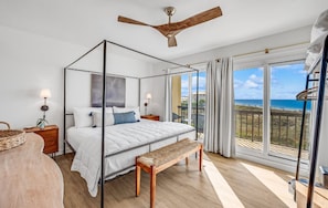 You have a wall of floor-to-ceiling windows in the upstairs master to take in that breathtaking view of the gulf!