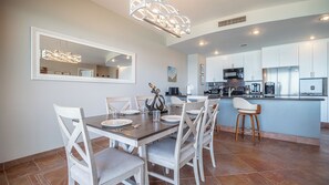 dining table for six, custom lighting