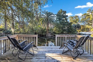 Private pool and dock access on the Palmetto Dunes lagoon system