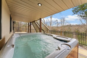 Unwind in the private hot tub 