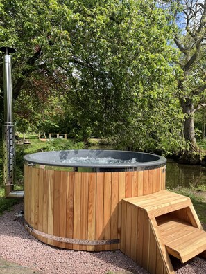 Wood fired hot tub