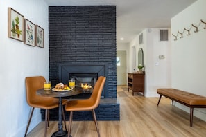 Breakfast by the fireplace
