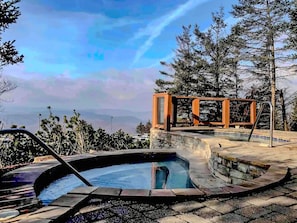 Watch the sunset from the 2 hot tubs