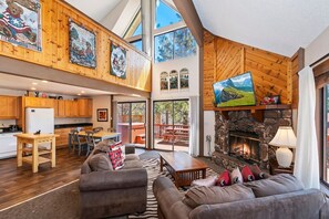 Unwind in this charming living room, blending rustic elegance with modern comfort.